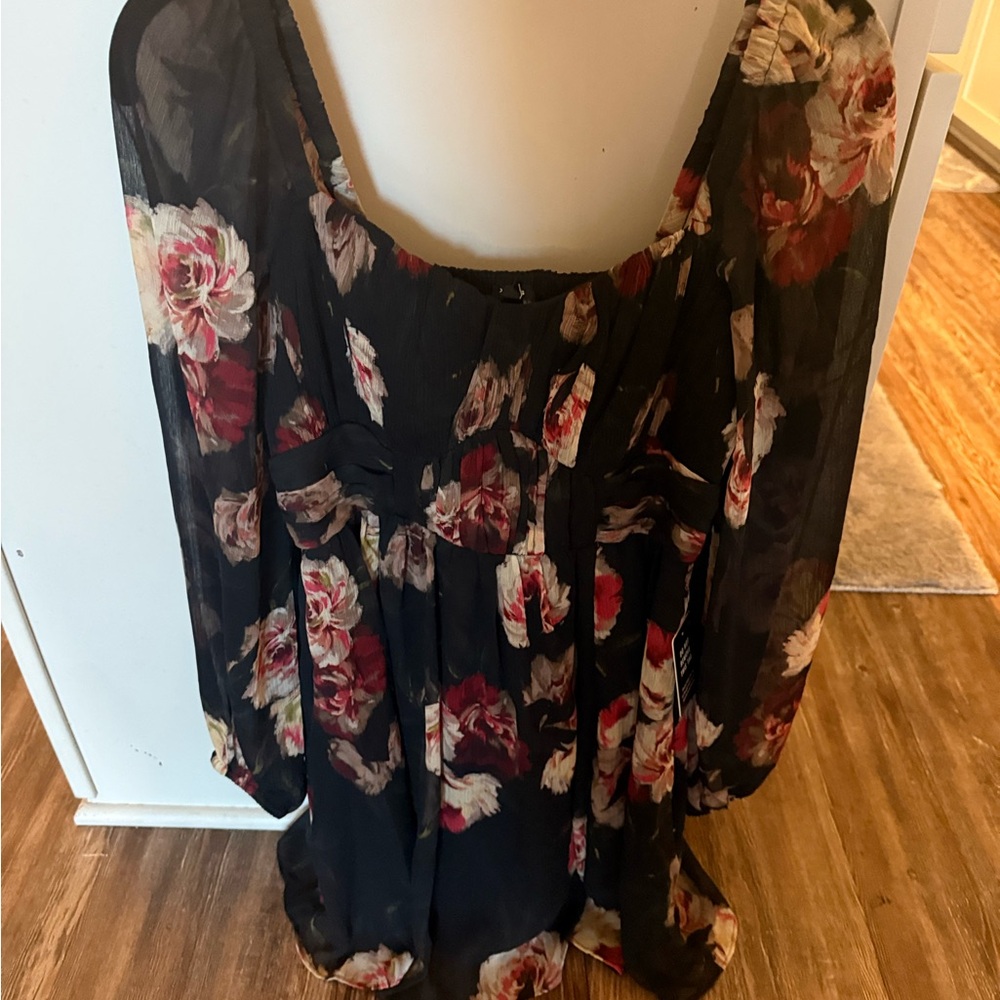Express Pink Long Sleeve Ruffled Blouse